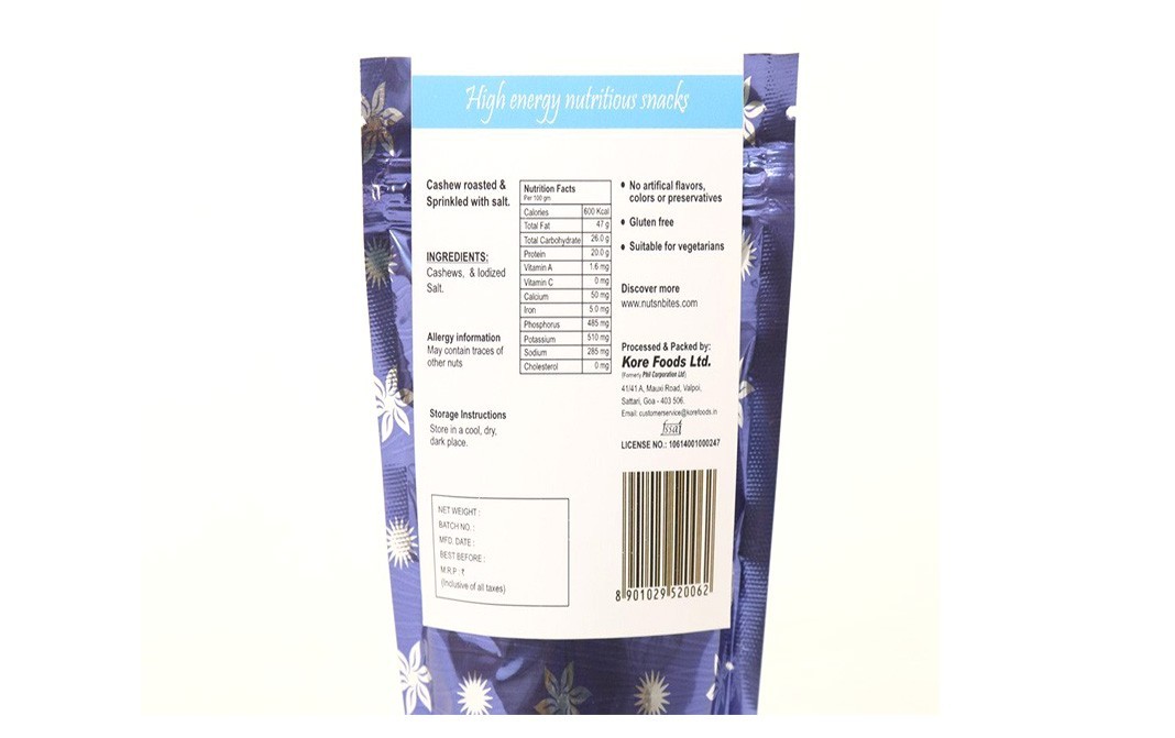 Nuts4U Roasted Salted Cashews    Pack  200 grams